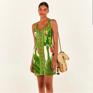 FARM Rio Fresh Forest Scarf Button Down Mini Dres Size M